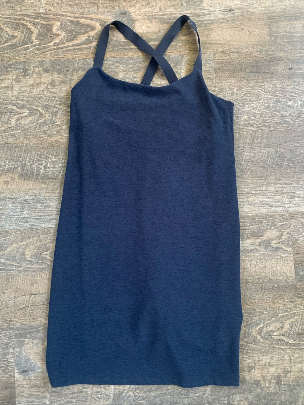 Beyond Yoga Navy Crossback Spacedye Dress with Shorts